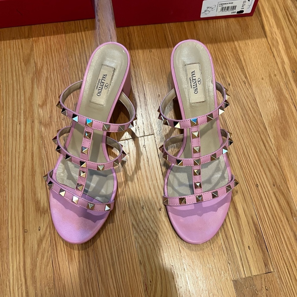 Valentino Rockstud Heel Slides lavender